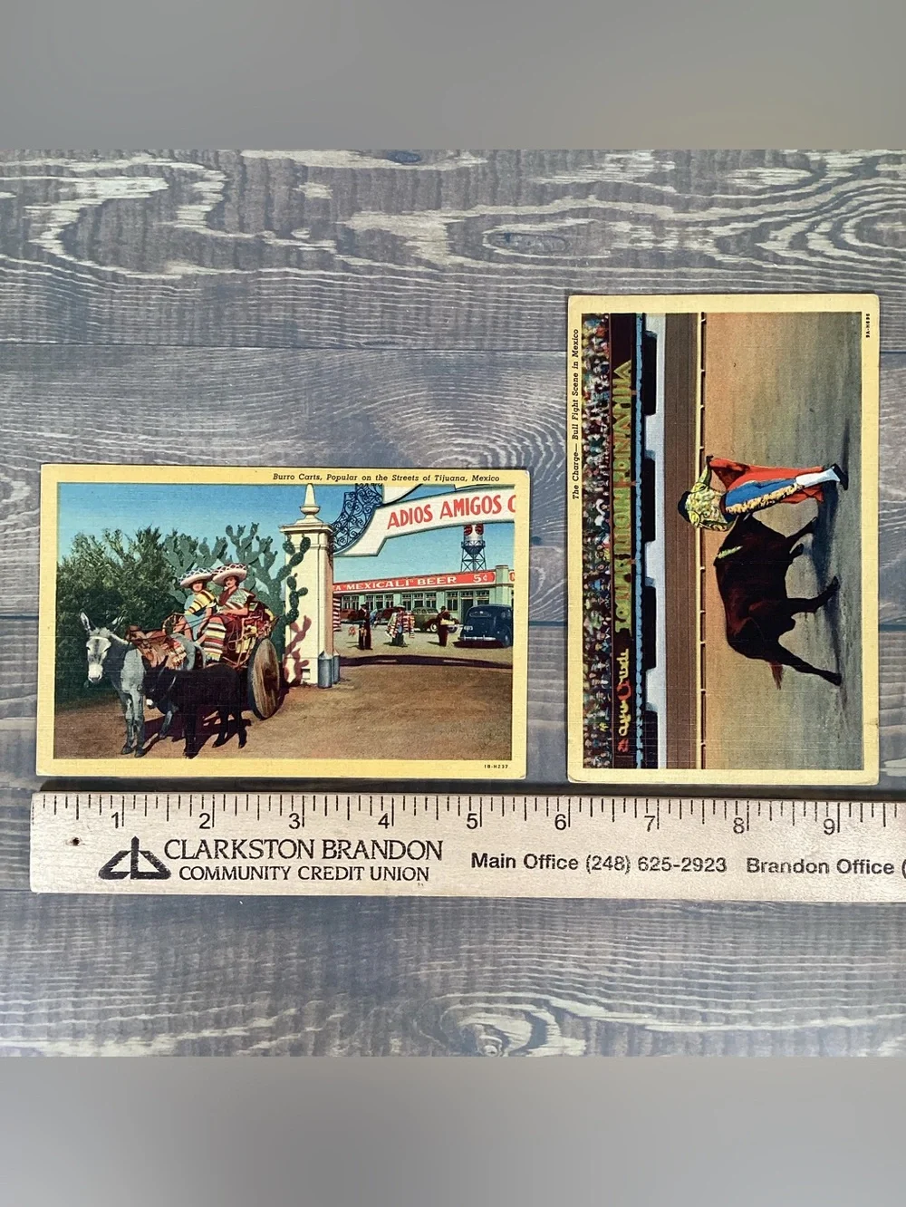 Pair Vintage 1950s Linen Postcard Tijuana, Mexico